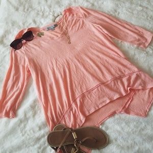 Lace Detail Coral Shirt